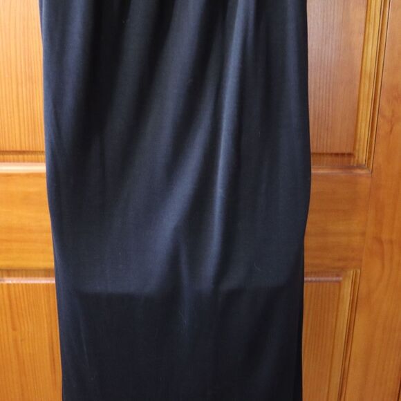 Ellen Tracy Black Pleated Neckline Midi Dress Medium Wool & Silk - Picture 7 of 11